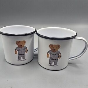 Oris Bear Chicago White Sox Mug Set White Black Rim 2 Pieces Coffee